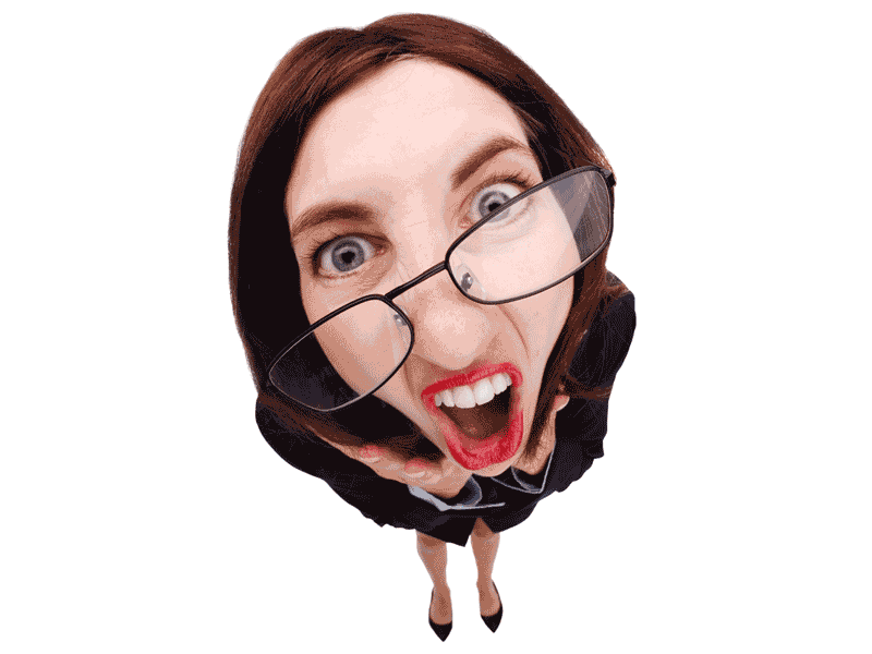 Funny fish-eye woman blinking you won't find me moving in a pdf